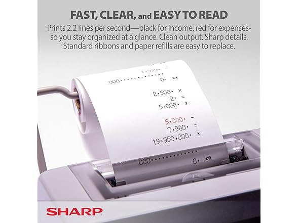 Sharp EL-1750V Two-Color Printing Calculator 2 Lines/Sec 3" Black/Red (Open Box)