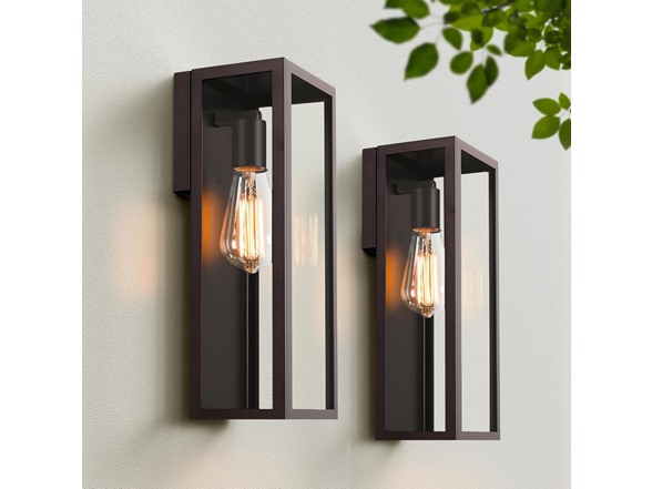 (2 Pk) VerRon Bronze Porch Lights with Clear Glass Shade