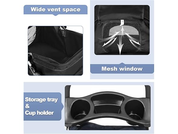 BestPet | 3-Wheel Foldable Pet Stroller | Black