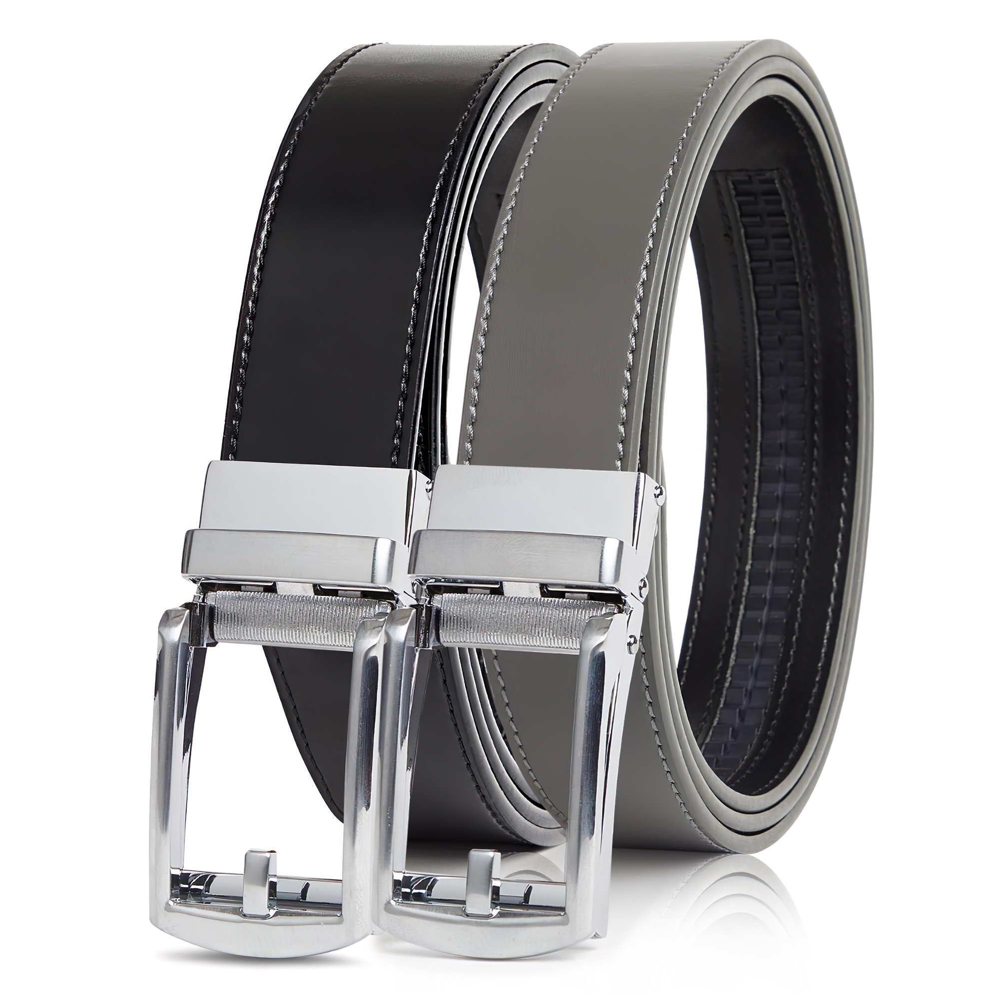 Carlo Fellini Mens Leather Ratchet Belt - Gallery 51