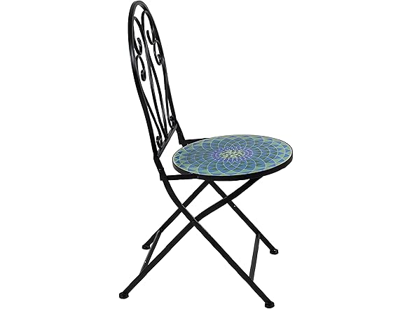 Sunnydaze Mosaic Tile Folding Bistro Chairs
