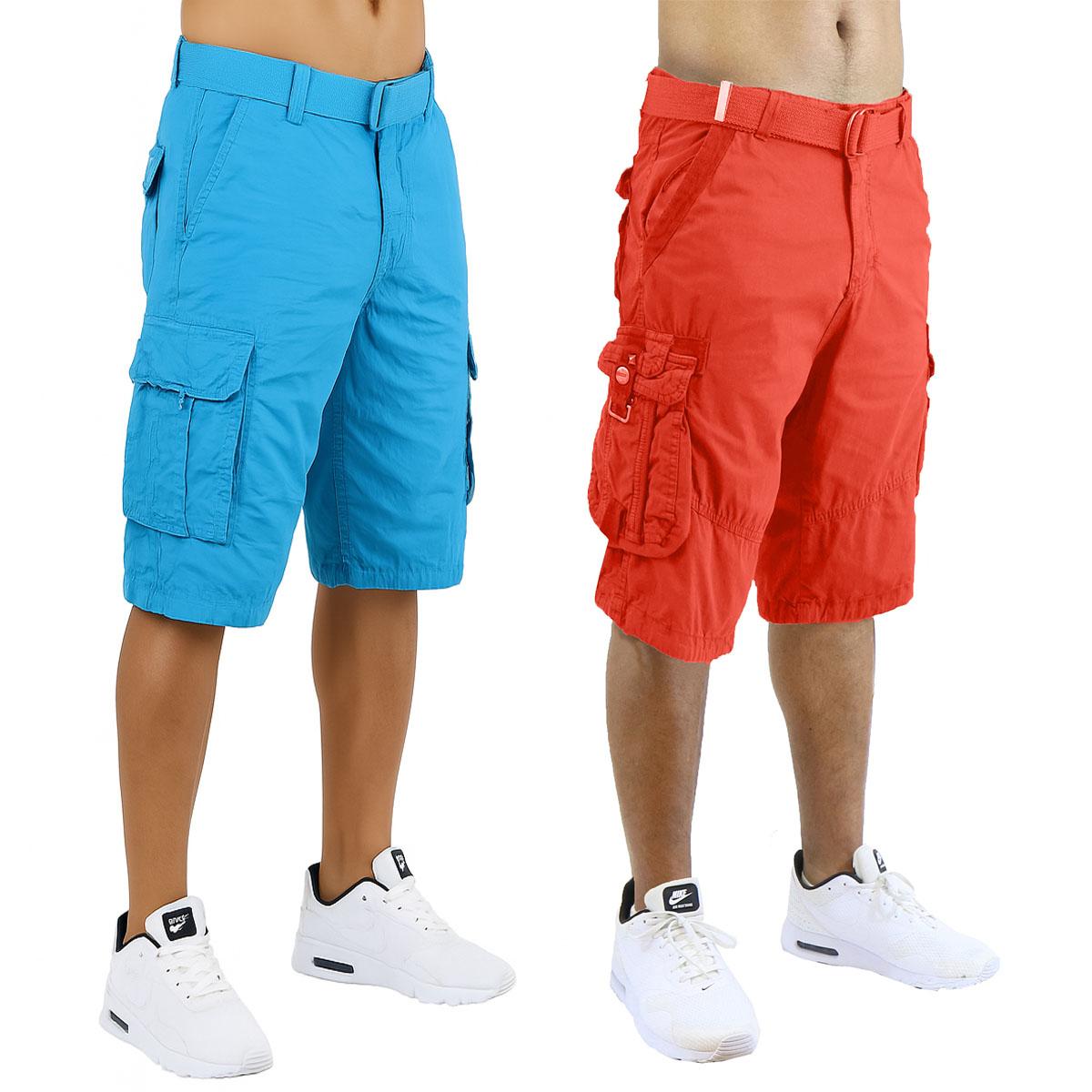 2Pk Mens Belted Cargo Utility Shorts - Gallery 15