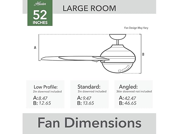 Hunter Fan 52" w/ Light Kit and Remote