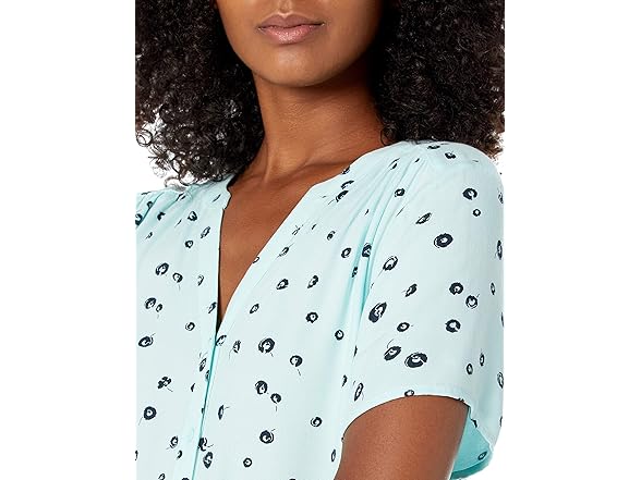 Amazon Essentials Women (L) Blouse Aqua Blue Poppy