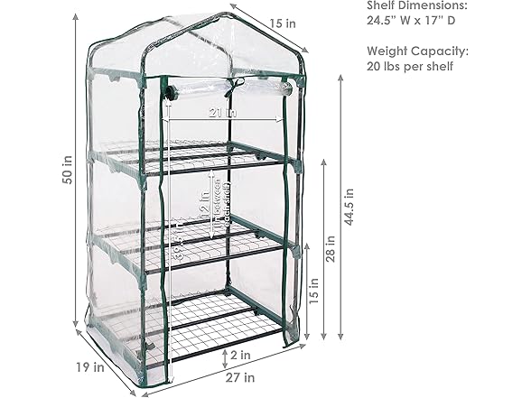 Sunnydaze Outdoor Portable 3-Tier Mini Greenhouse