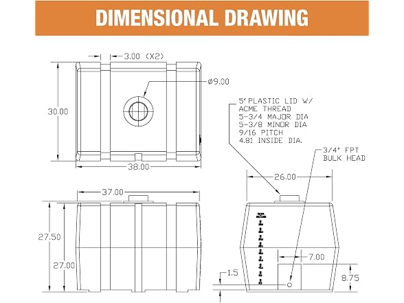 RomoTech 82123925 100 Gallon Water Tank