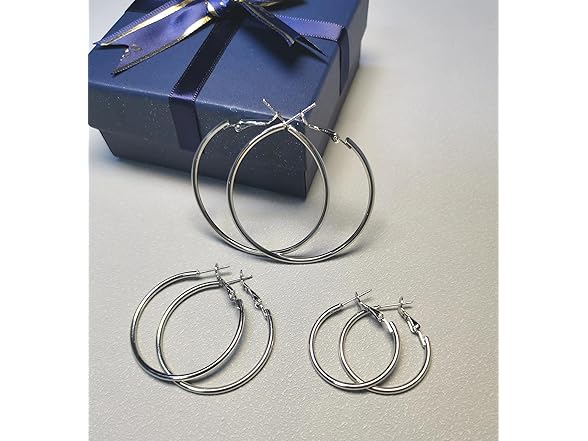 Hoop Earrings 3 Pairs Sterling Silver