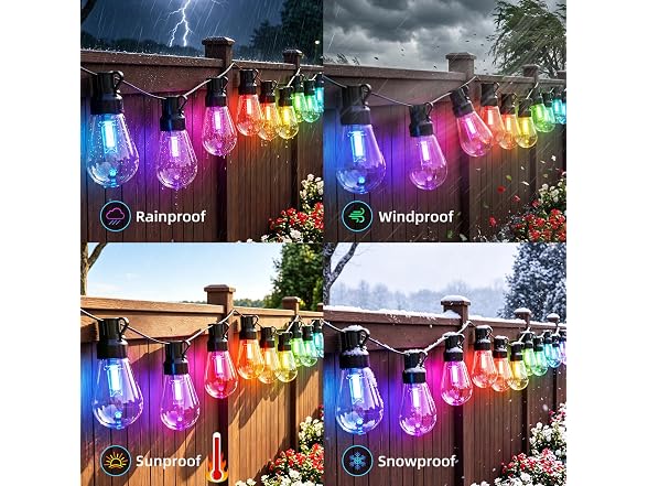 BDEKIL 50FT RGB+IC Outdoor String Lights