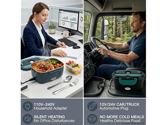 MEGAWISE Electric Lunch Box 1.5L, 3-in-1 Food Warmer