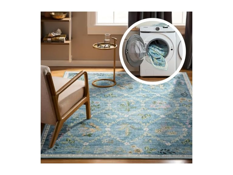 Haven Floral Trellis Machine Washable Area Rug, 6x9