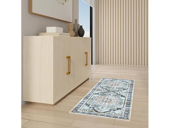 Gertmenian Washable Rug 2x6 Erin Blue