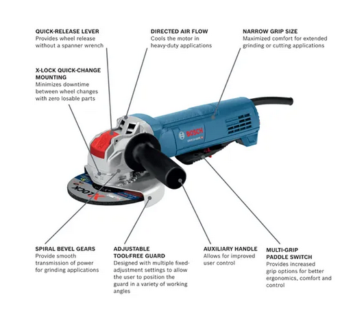 Bosch GWX10-45PE-RT X-LOCK 4-1/2in Angle Grinder - Gallery 6