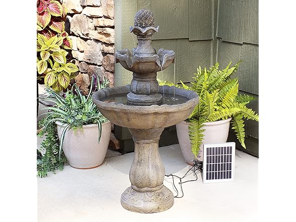 Sunnydaze 33" Pineapple 2-Tier Solar Powered Fountain