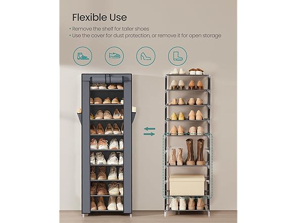 SONGMICS URXJ034GN02 SONGMICS 10-Tier Shoe Rack