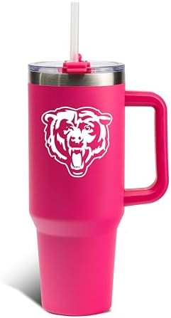 The Memory Company Officially Licensed NFL 40oz Game Day Tumbler - Double Wall Insulated Stainless Steel Travel CupPink, Football Fan Drinkware with Leak-Proof Lid, For Hot & Cold Beverages