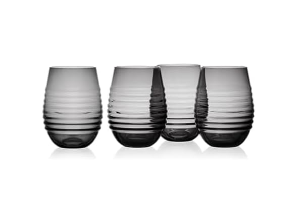 Mikasa Ciara Smoke Set of 4 Stemless Wine Drinking Glasses