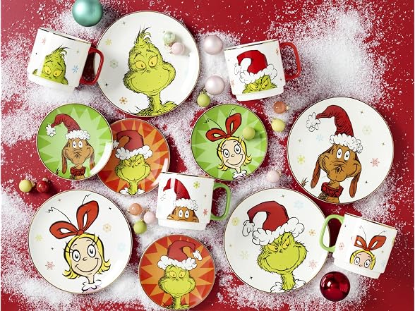 Lenox Grinchmas Christmas Accent Plates, Appetizer Set for 4