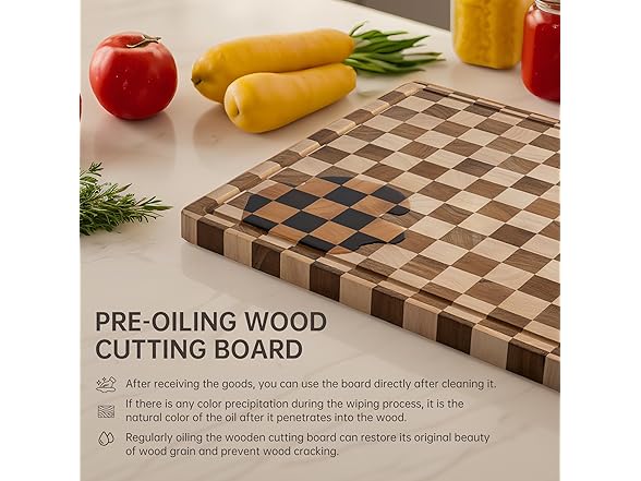 Checkered Acacia Wood Cutting Board