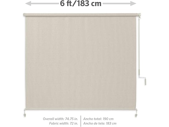Coolaroo Outdoor Roller Shade with Wand - 95% UV