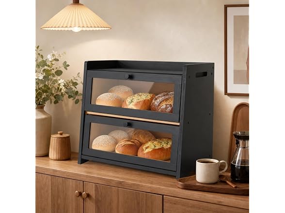 Large Bread Box - 15.7" Bamboo Double