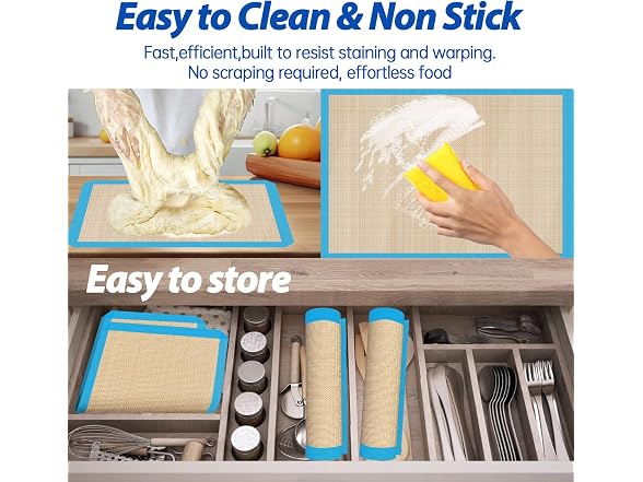 UBeesize 3 Pack Silicone Baking Mats,