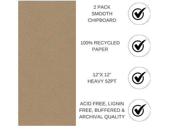 Chipboard 12x12" Heavy 52pt Natural 2-Pc