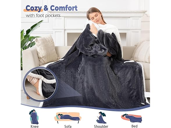Electric Wearable Blanket with Sleeves