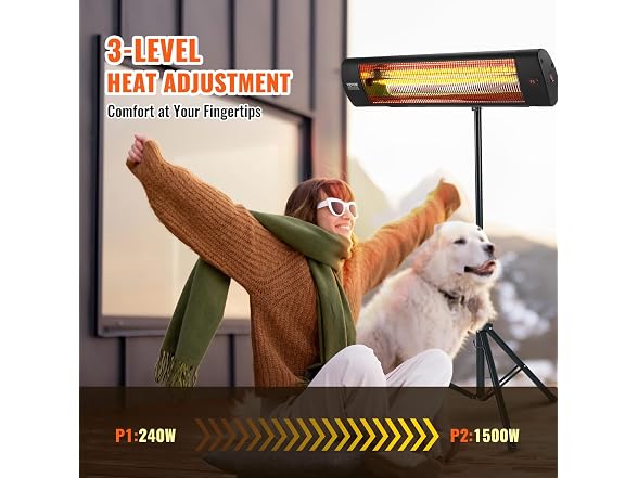 Infrared Heater, 1500W Remote Control Electric