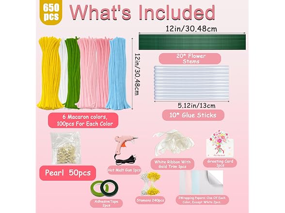 650PCS Pipe Cleaners Craft, Pipe