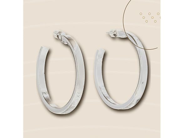 GUESS "Basic" Silver Logo Open Hoop Earrings