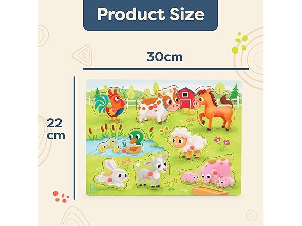 B. toys Farm Animals Wooden Peg Puzzle