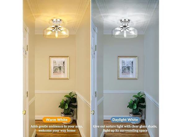 TOBUSA 3-Light Silver Semi Flush Mount Light Fixture