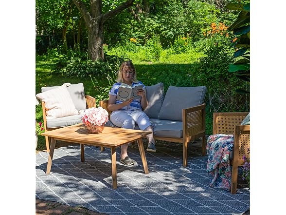 Sunnydaze Sanibel 4-Piece Acacia Patio Furniture Set - Gray