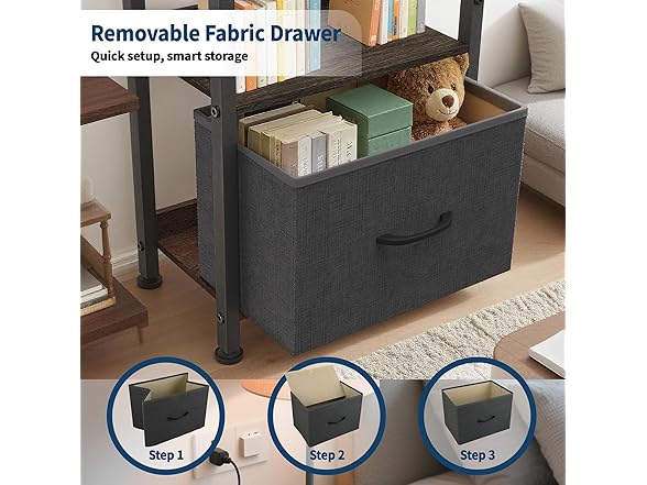 Whitmor 5-Tier Bookshelf with Drawer