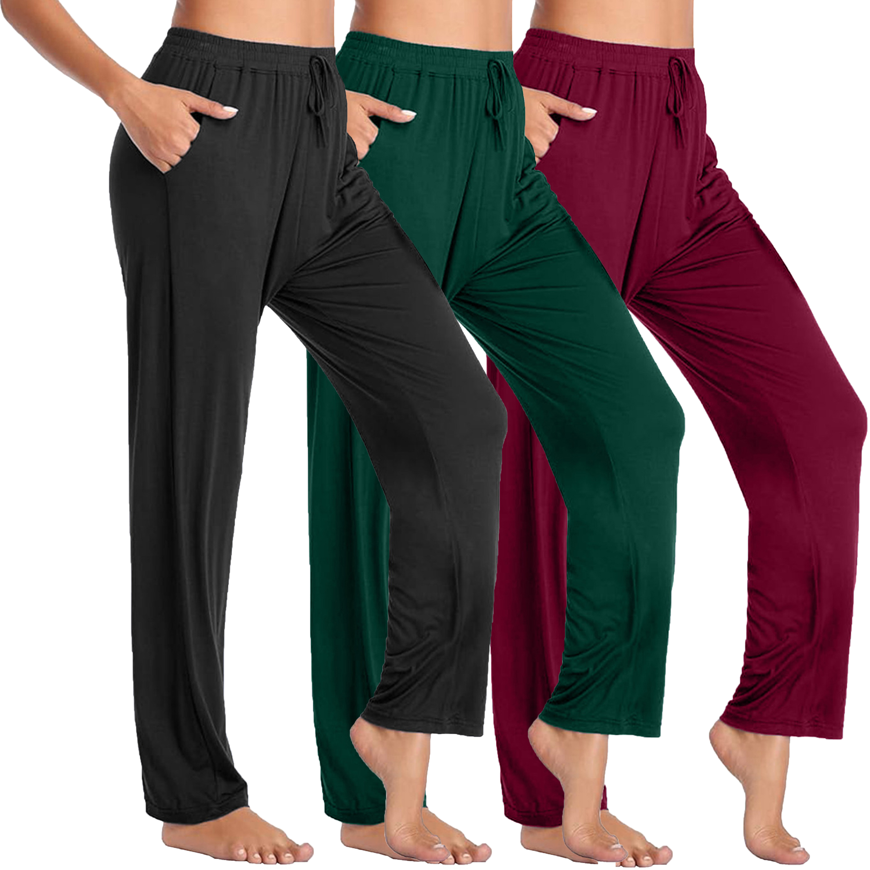 3Pk Womens Loose Fit Lounge Pants - Gallery 11