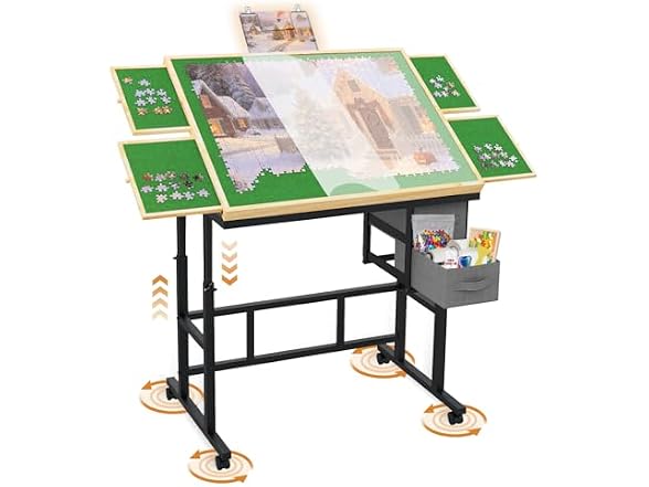Jigsaw Puzzle Table with Drawers