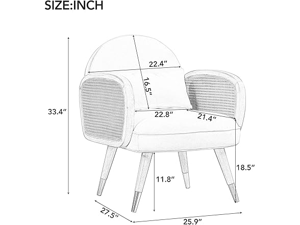 SPOFLYINN Upholstered Rattan Chair