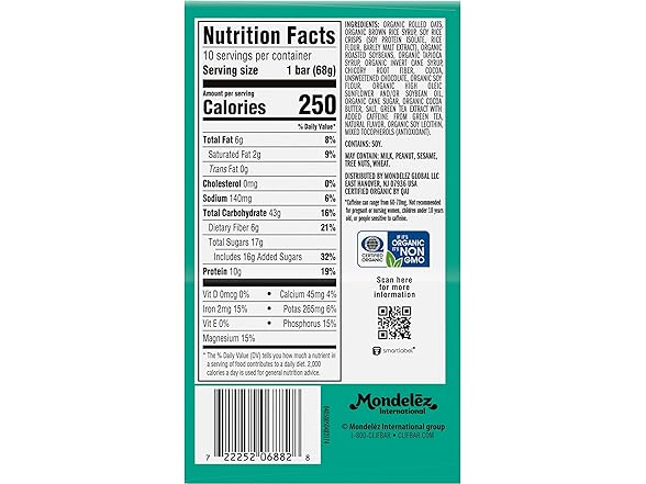 10PK CLIF BAR Energy Protein Bars Cool Mint Chocolate