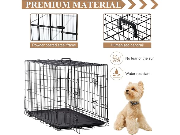 CL.Store 48 Inch Large Dog Crate Heavy Duty Double-Door