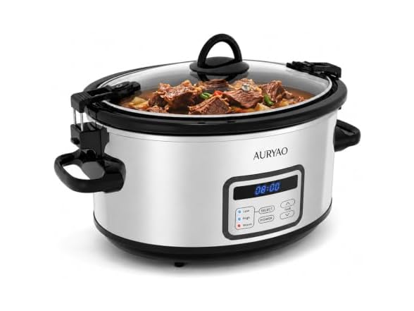 AURYAO 6 Quart Programmable Slow Cooker