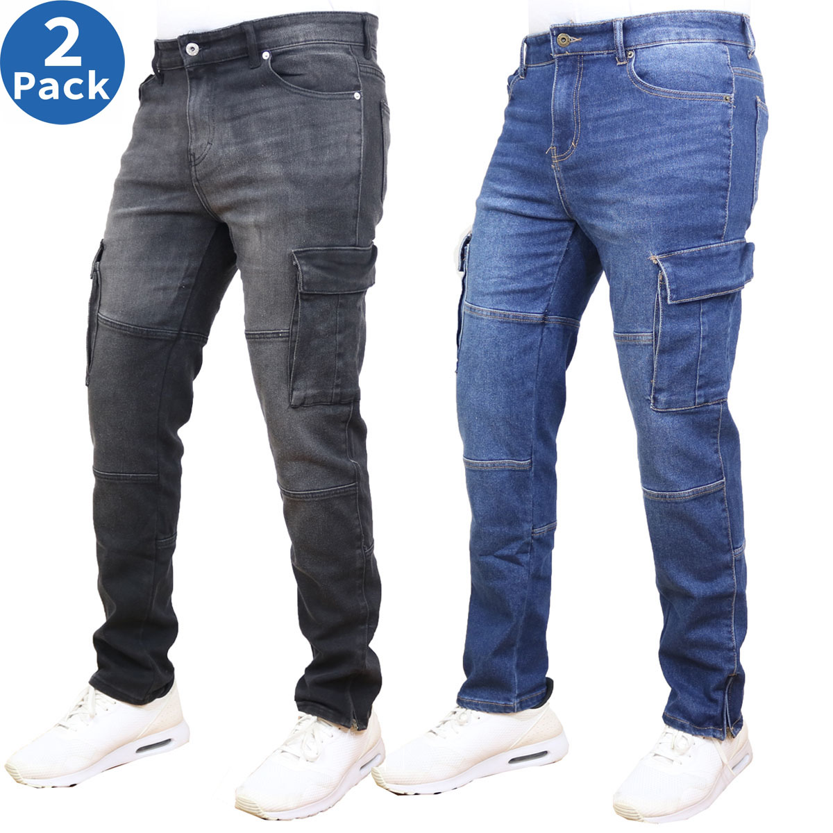 Men's Stretch Cargo Denim Jeans (30-42) - Gallery 32