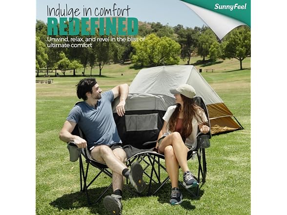 SUNNYFEEL Grey-Blue Loveseat Camping Chair