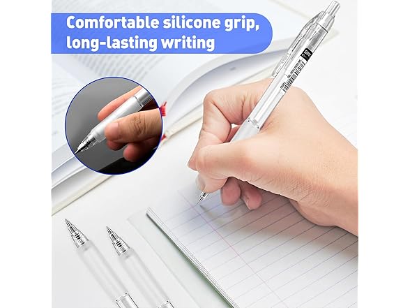 BASUNOCL 12 Pcs Black Ink Gel Pens, 0.5mm