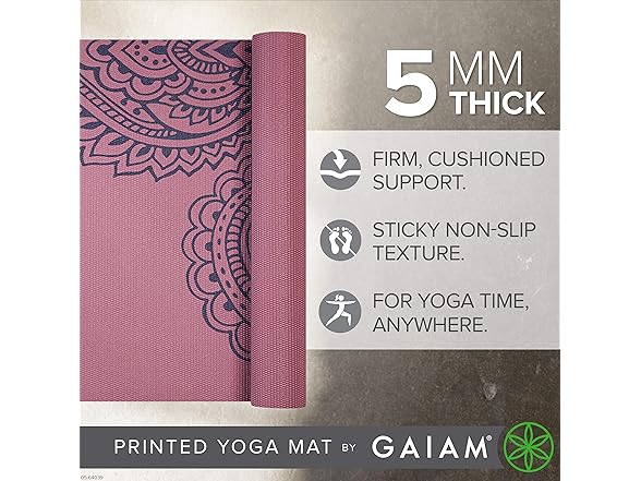 Gaiam Yoga Mat, Paisley Tropical, 5mm