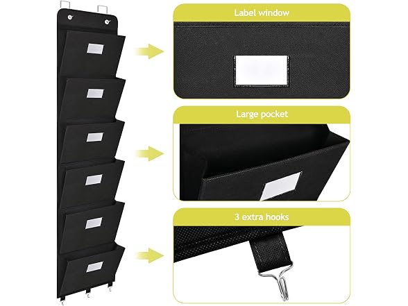 coastal rose Over the Door File Organizer, 6 Organ