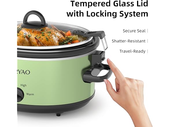 AURYAO 6 Quart Slow Cooker