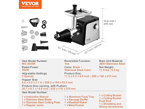 VEVOR Electric Tomato Strainer, 500W
