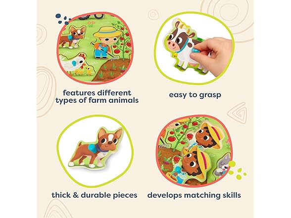 B. toys – Peek & Explore – Barnyard – Wooden Peg Puzzle