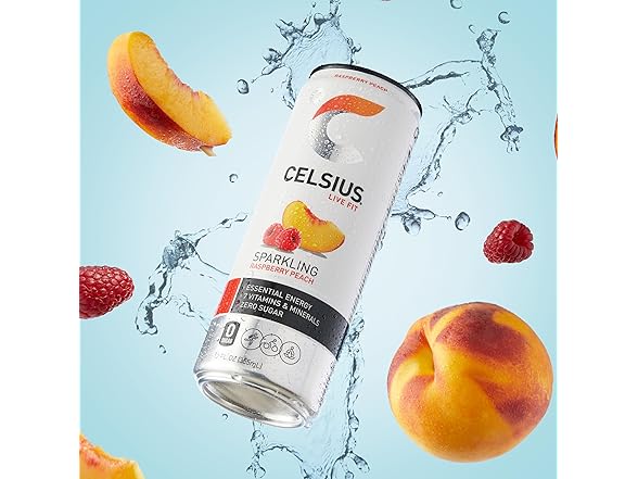 12PK CELSIUS Sparkling Raspberry Peach, Sugar Free