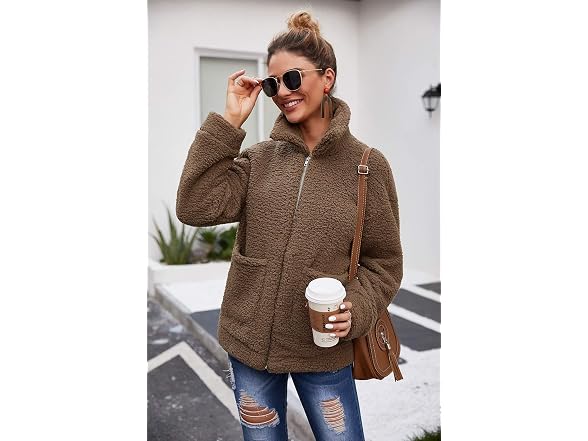Comeon Women (S) Coat Casual Lapel Fleece Jackets